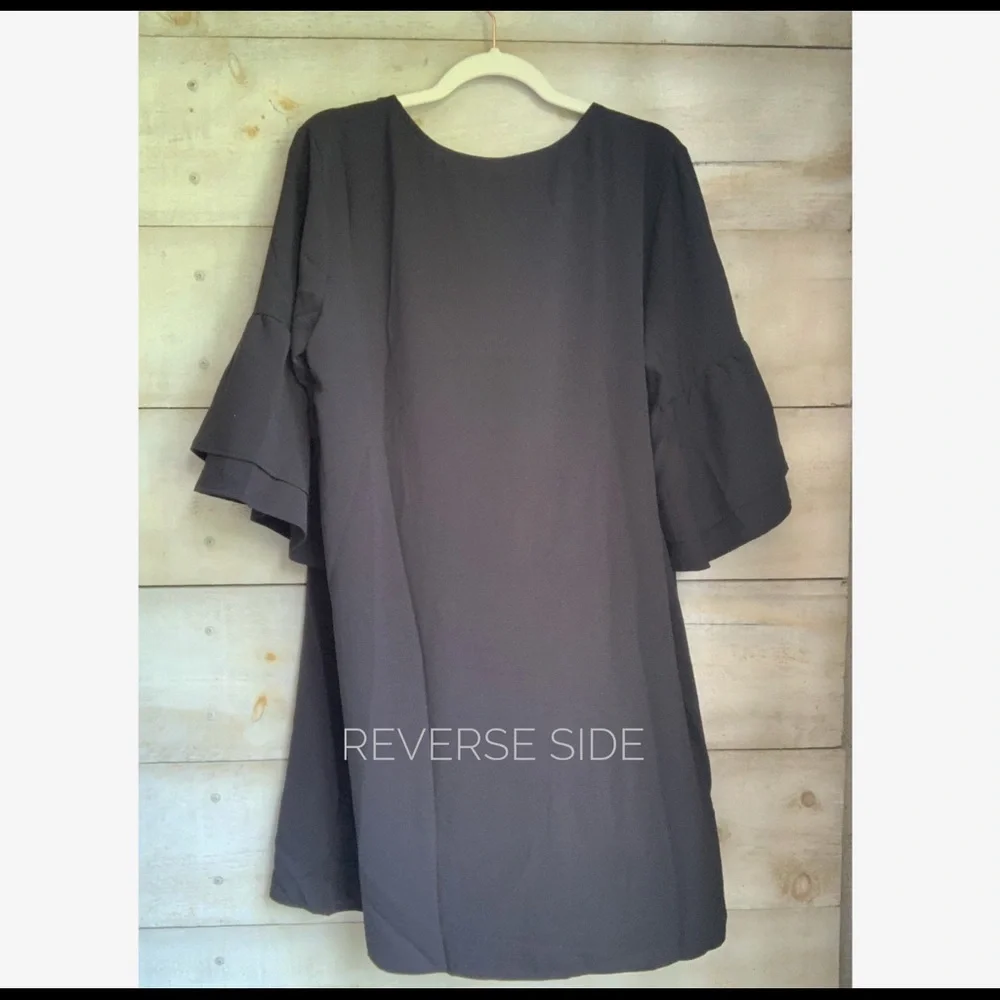 Black button-down tunic dress - Picture 2 of 6